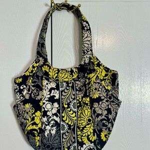 pre-owned Vera Bradley bag.  BAROQUE Hobo Shoulder Bag - Yellow Gray Black